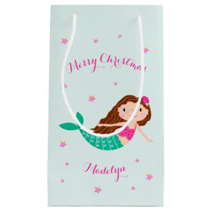 Mermaid Kerstroze Blauwgroen gepersonaliseerd Klein Cadeauzakje