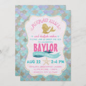 Mermaid Kisses Invitation d'anniversaire (Devant / Derrière)
