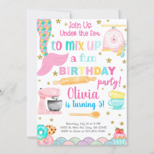 Mermaid & kookbakkerij voor meisjes verjaardagsuit kaart