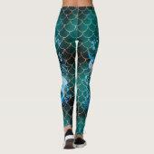 Mermaid Leggings Blue Aqua Workout Pants for her (Achterkant)
