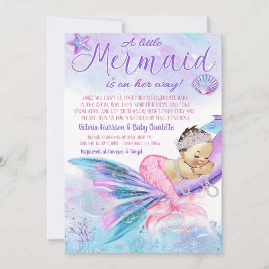 Mermaid Long Distance Baby shower per post Kaart (Voorkant)