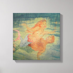 Mermaid Love grotto Canvas Afdruk