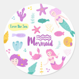 Mermaid Love the Zee Round Ronde Sticker