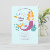 Mermaid Love verjaardagsuitnodiging Kaart (Staand voorkant)