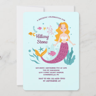 Mermaid Love verjaardagsuitnodiging Kaart