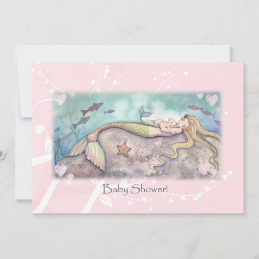Mermaid Lullaby Baby Shower Invitations (Devant)