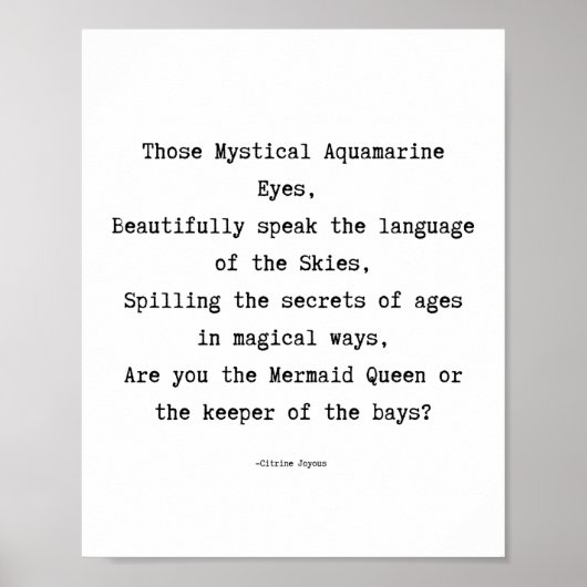 Mermaid Magic Poem Poster (Voorkant)