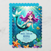 Mermaid Magic verjaardagsuitnodigingen - Splash Kaart (Voorkant / Achterkant)