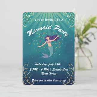 Mermaid Magie Verjaardagsuitnodiging Kaart
