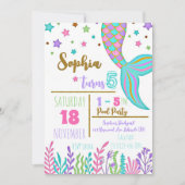 Mermaid Magique Anniversaire Piscine Invitation (Devant)