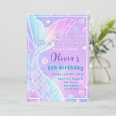 Mermaid Magique Queue Anniversaire Fête Invitation (Debout devant)