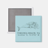 Mermaid Magnet - Coordonnées de Virginia Beach, VA (Recto/Verso)