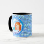 Mermaid magret Joyeux Anniversaire BLEUE Mug (Devant gauche)