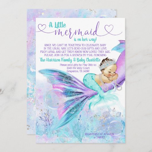 Mermaid Mail Baby shower Kaart (Voorkant / Achterkant)