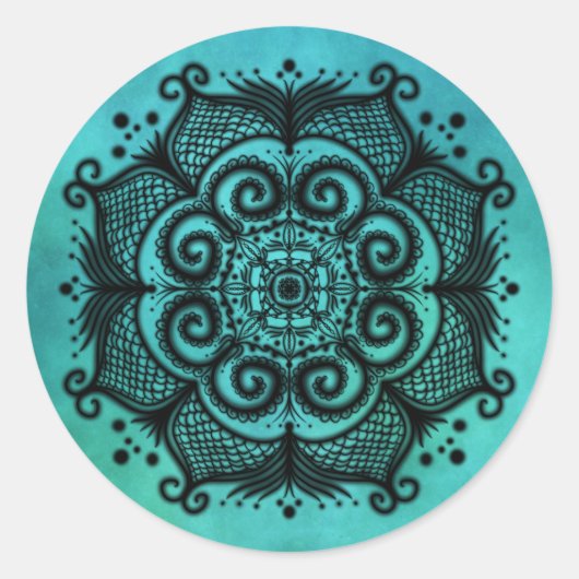 Mermaid Mandala Ronde Sticker (Voorkant)