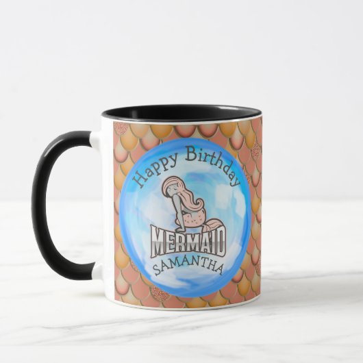 Mermaid Mappy Happy BIRTHDAY PINK Mug (Gauche)