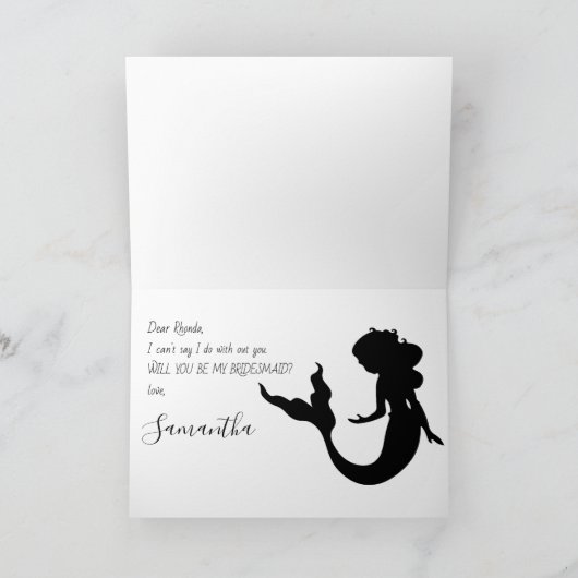 Mermaid Mariage Serez-Vous Ma Carte Bridesmaid (Intérieur)