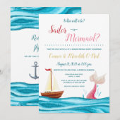 Mermaid/marin Nautique Genre Reveillez Invitation (Devant / Derrière)