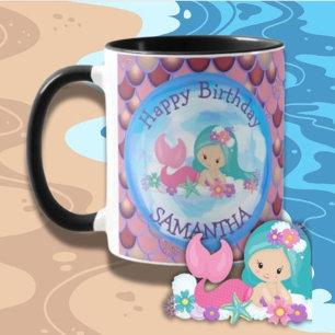 Mermaid maudite Joyeux anniversaire pURPLE Mug