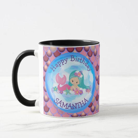 Mermaid maudite Joyeux anniversaire pURPLE Mug (Gauche)