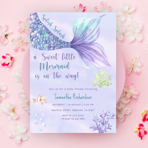 Mermaid Meisje Baby Shower Onder De Zee Kaart