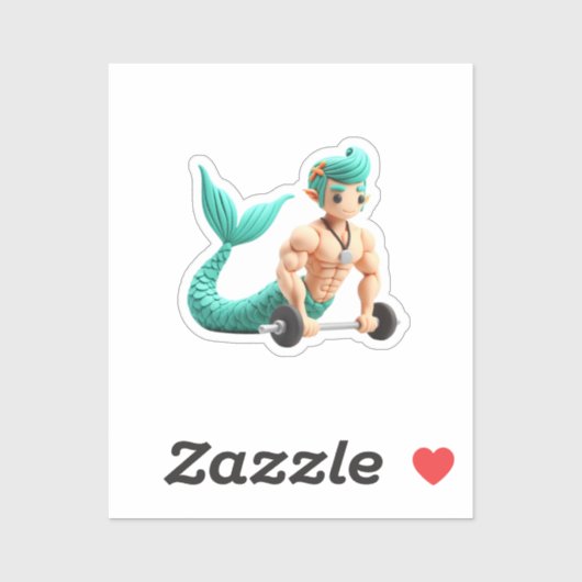 mermaid men doing musculcultuus modeling cly sticker (Vel)