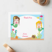 Mermaid Merci Cartes de notes (Devant/Arrière en situation)