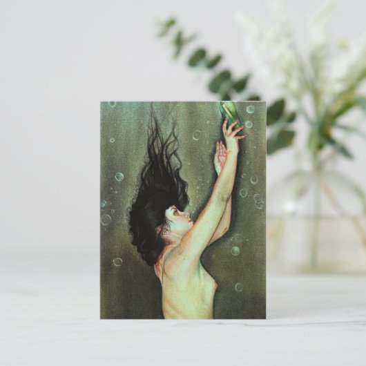 Mermaid message in a fles Briefkaart (Staand voorkant)