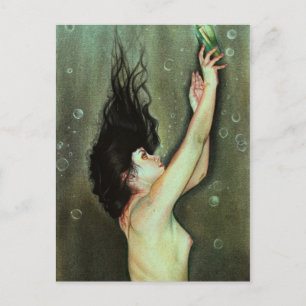 Mermaid message in a fles Briefkaart