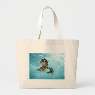 Mermaid met Zee Turtle Budget Canvas tas