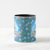 Mermaid mignonne Aimer la plage BLEUE Mug (Centre)