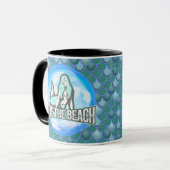 Mermaid mignonne Aimer la plage BLEUE Mug (Devant gauche)