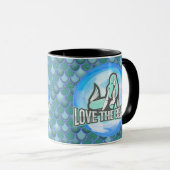 Mermaid mignonne Aimer la plage BLEUE Mug (Devant droit)