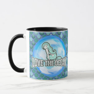 Mermaid mignonne Aimer l'océan BLEUE Mug
