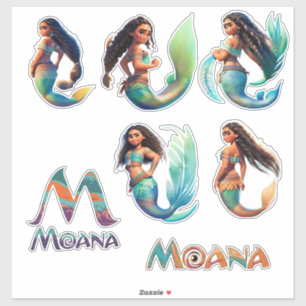 Mermaid Moana Adventures Vinyl Sticker op maat