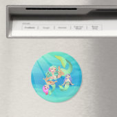 Mermaid Mommy and Daughters Magnet (In Situ (Lave-vaisselle))