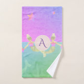 Mermaid Monogram Pink en Turquoise Bad Handdoek (Handdoek)