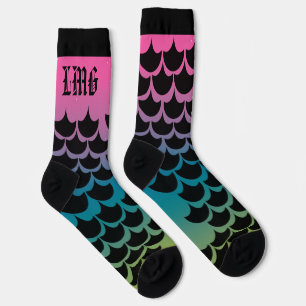 Mermaid Monogrammed Pattern Rainbow Socks Sokken