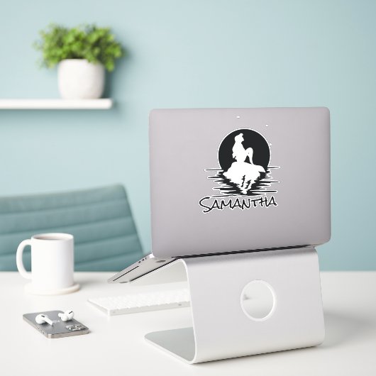 Mermaid Name Black silhouette Sticker (Laptop op bureau)