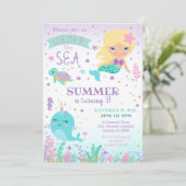 Mermaid Narwhal-uitnodiging - onder het Zee Kaart (Staand voorkant)