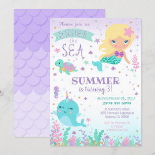 Mermaid Narwhal-uitnodiging - onder het Zee Kaart