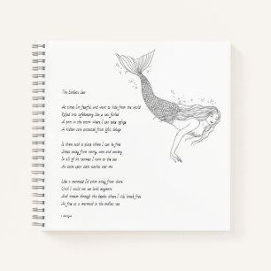 Mermaid notebook met gedicht "Het eindeloze Zee" Notitieboek
