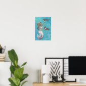 Mermaid Nurse Shark Fantasy Art Print Poster (Thuiskantoor)
