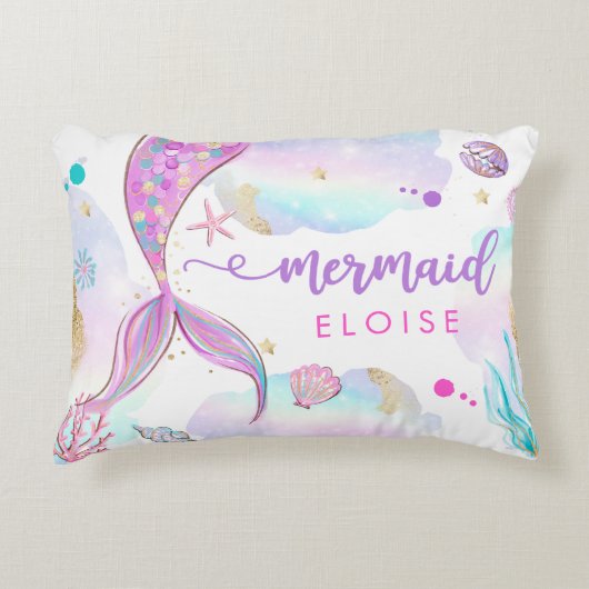 Mermaid Nursery Baby shower Gift Personalized Accent Kussen (Voorkant)