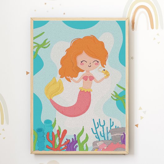 Mermaid Nursery Print Kinder Room Poster