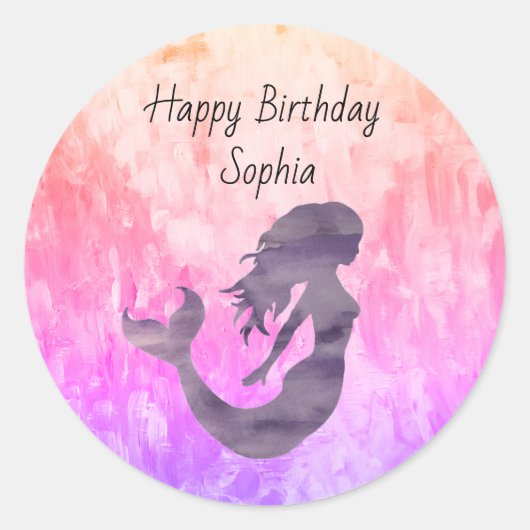 Mermaid Ombre Painting Personalized Ronde Sticker (Voorkant)