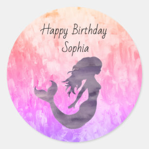 Mermaid Ombre Painting Personalized Ronde Sticker