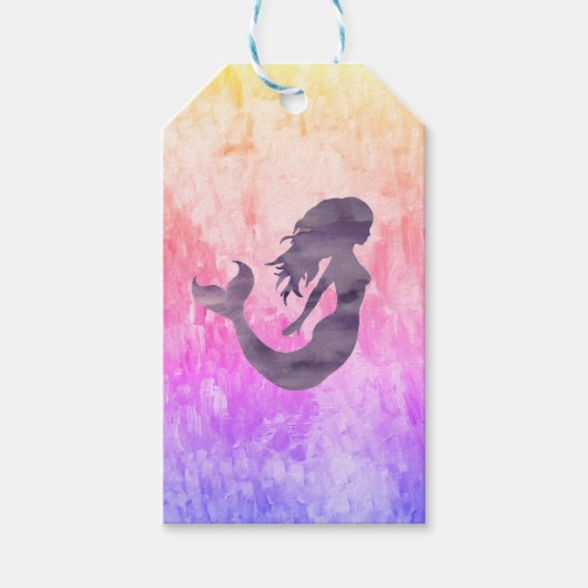 Mermaid Ombre Painting Rainbow Cadeaulabel (Voorkant)