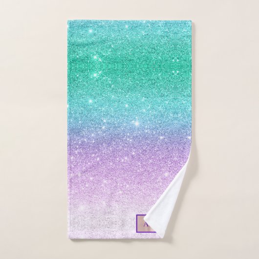 Mermaid Ombre Parties scintillant Nom personnalisé (Serviette à main)