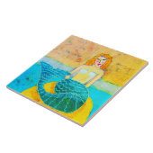 Mermaid on a Rock Abstracte Art Tegeltje (Zijkant)